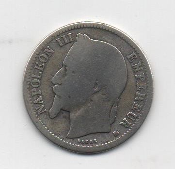 FRANCIA DEL AÑO 1869 LETRA BB DE 1 FRANCO